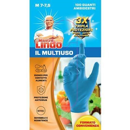 Immagine di MASTROLINDO GUANTI 100PZ IL MULTIUSO NITRILE BLU M