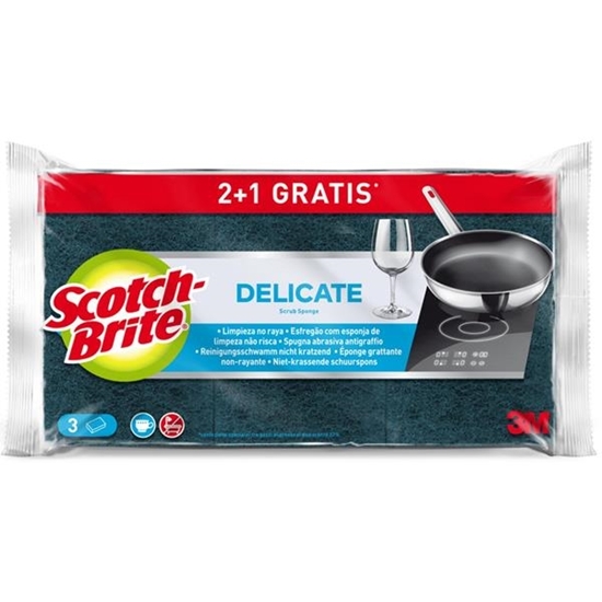 Immagine di SCOTCH BRITE SPUGNA ABRASIVA DELICATA ANTIGRAFFIO 2+1 PZ