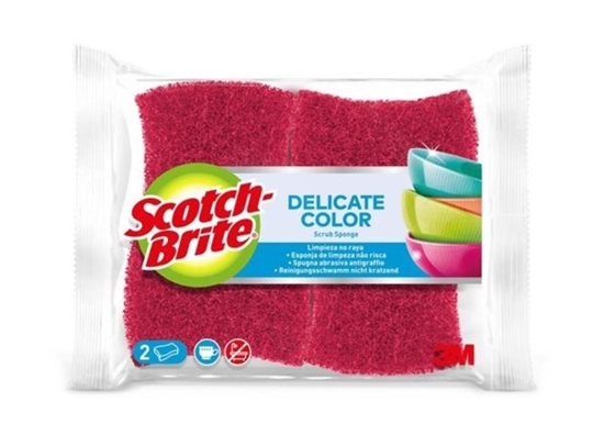 Immagine di SCOTCH BRITE SPUGNA ABRASIVA DELICATA ANTIGRAFFIO COLORATA 2PZ