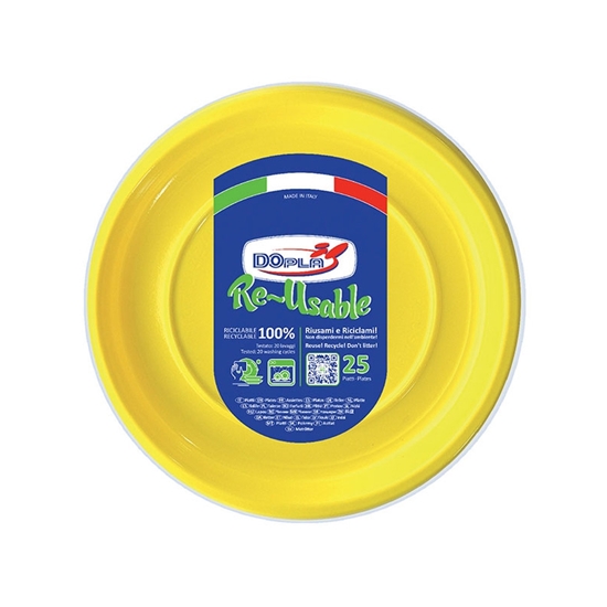 Immagine di DOPLA PIATTI PIANI RIUTILIZZABILI 25PZ GIALLI