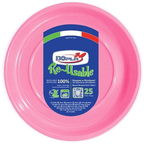 Immagine di DOPLA PIATTI PIANI RIUTILIZZABILI 25PZ ROSA