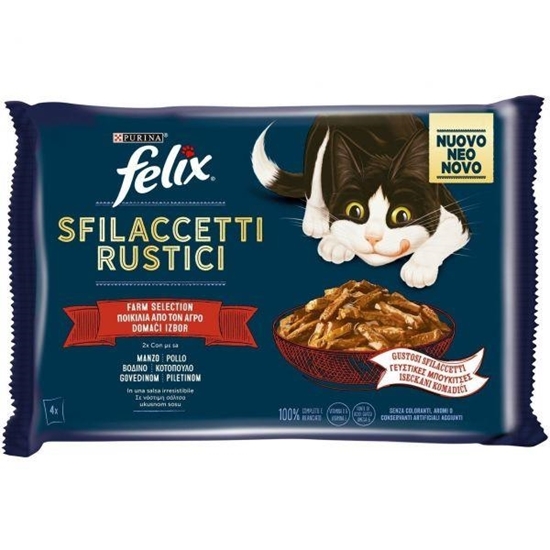 Immagine di FELIX GATTO SFILACCETTI RUSTICI 4x80GR MANZO E POLLO