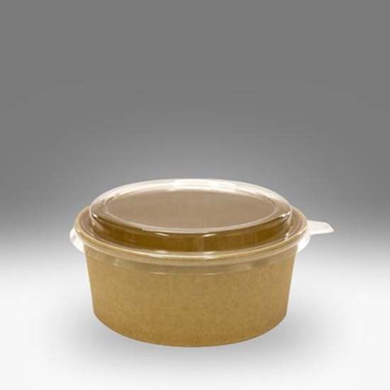 Immagine di BIOALI INSALATIERA CARTA 1100ML + COPERCHIO PLASTICA 145MM 50PZ