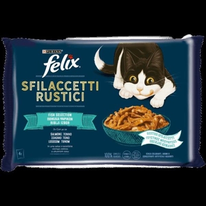 Immagine di FELIX GATTO SFILACCETTI RUSTICI 4x80GR SALMONE E TONNO