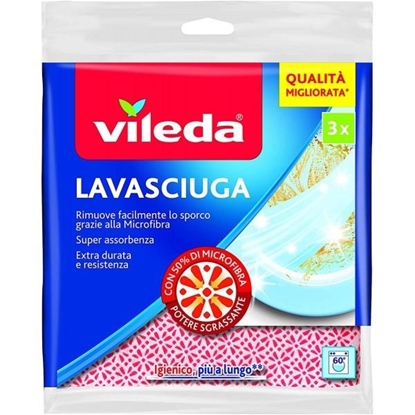 Immagine di VILEDA PANNO LAVASCIUGA 3PZ 34X34 50% MICROFIBRA