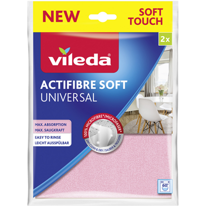 Immagine di VILEDA PANNO UNIVERSALE 27X32 ACTIFIBRE SOFT 2PZ 100% MICROFIBRA