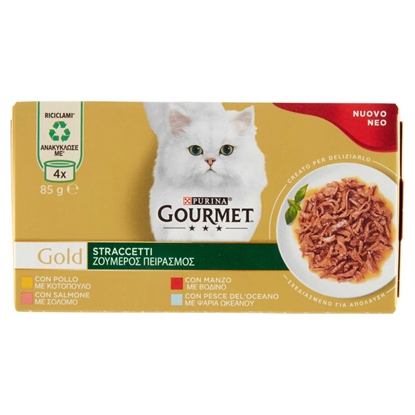 Immagine di GOURMET GATTO GOLD STRACCETTI 4x85GR POLLO, MANZO, PESCE, SALMONE