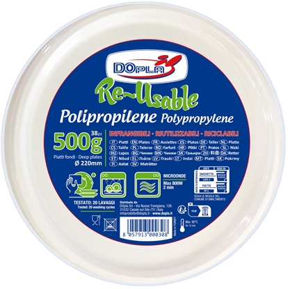 Immagine di DOPLA PIATTI FONDI RIUTILIZZABILI 38PZ 500GR BIANCHI
