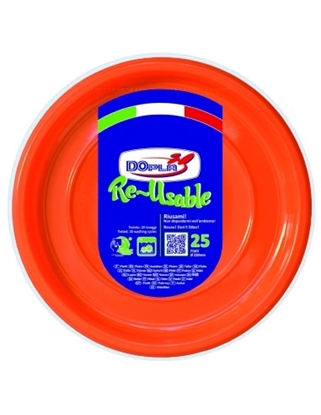 Immagine di DOPLA PIATTI PIANI RIUTILIZZABILI 25PZ ARANCIONE (CT 8)