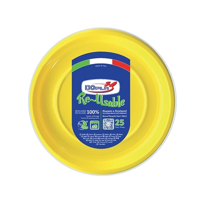 Immagine di DOPLA PIATTI PIANI RIUTILIZZABILI 25PZ GIALLI