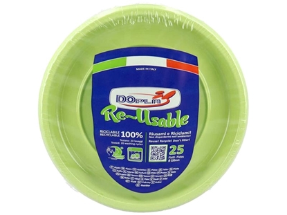 Immagine di DOPLA PIATTI PIANI RIUTILIZZABILI 25PZ VERDE ACIDO (CT 8)