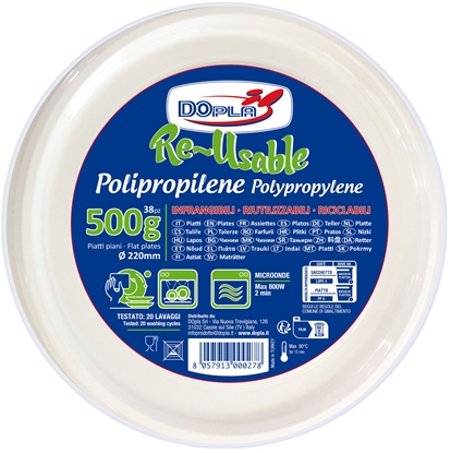 Immagine di DOPLA PIATTI PIANI RIUTILIZZABILI 38PZ 500GR BIANCHI