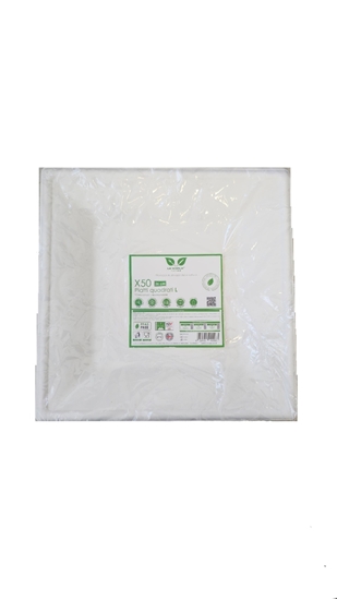 Immagine di AMABIO PIATTI QUADRATI 50PZ 26X26CM 28GR BIO CARTONCINO BIANCHI