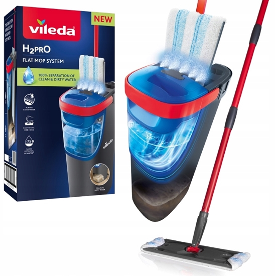 Immagine di VILEDA SUPERMOCIO FLAT MOP SYSTEM H2PRO COMPLETO CON MANICO