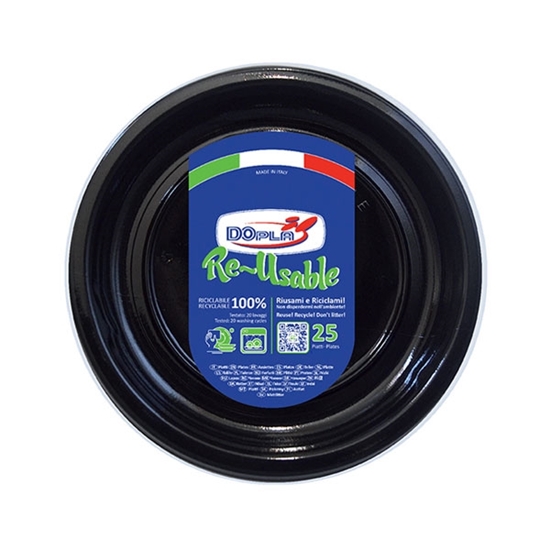 Immagine di DOPLA PIATTI FRUTTA RIUTILIZZABILI 25PZ NERO