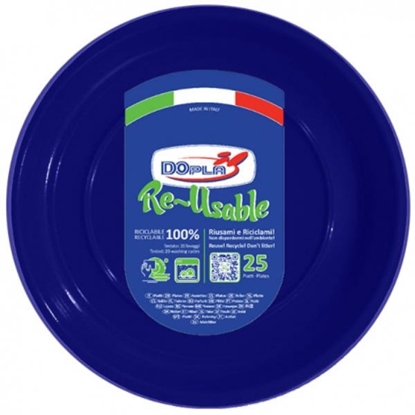 Immagine di DOPLA PIATTI PIANI RIUTILIZZABILI 25PZ BLU