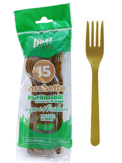 Immagine di THEBEST FORCHETTE RIUTILIZZABILI 15PZ ORO
