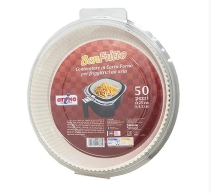 Immagine di OTTIMO CONTENITORE IN CARTA FORNO PER FRIGGITRICE 50PZ Ø23CM X H4,5CM