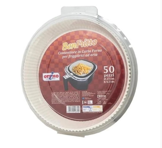 Immagine di OTTIMO CONTENITORE IN CARTA FORNO PER FRIGGITRICE 50PZ Ø23CM X H4,5CM