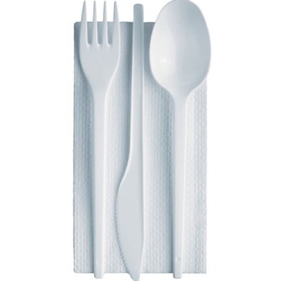 Immagine di ALMAR TRIS POSATE + TOV. 2V 500PZ FORCH. + COLT. + CUC. BIANCO (18CMX3,5gr)