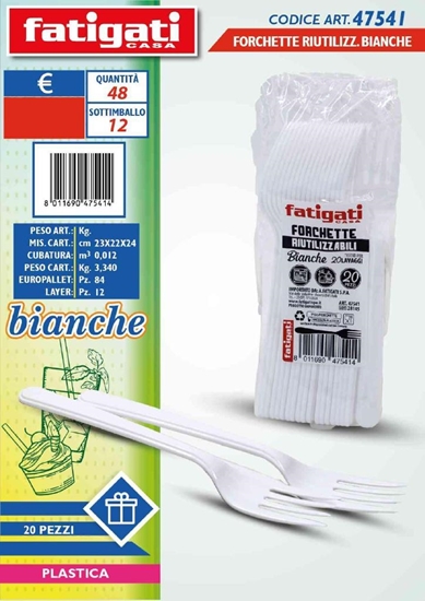 Immagine di FATIGATI FORCHETTA 20PZ RIUTILIZZABILE BIANCA
