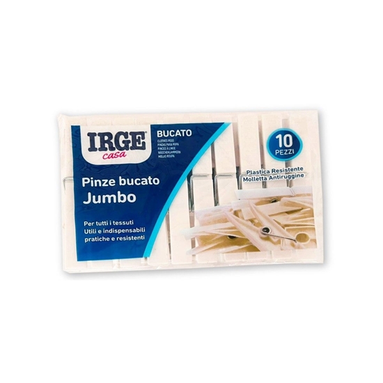 Immagine di CASAPIU' PINZA BUCATO JUMBO PLAST 10PZ BIANCO