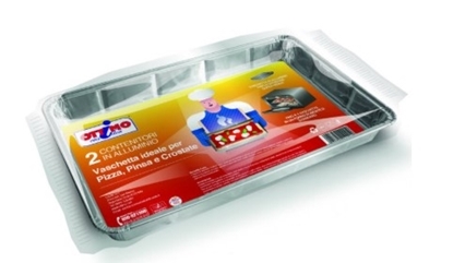 Immagine di OTTIMO VASCH. ALLUMINIO 2PZ PER PINSA, PIZZA, CROSTATE