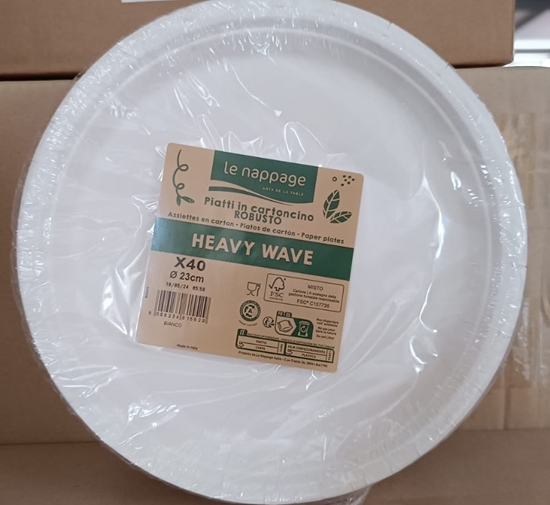 Immagine di RISTOCART LE NAPPAGE HEAVY WAVE PIATTI PIANI CARTA Ø23CM 40PZ BIANCHI