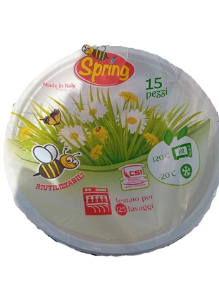 Immagine di SPRING PIATTI PIANI 15PZ RIUTILIZZABILI