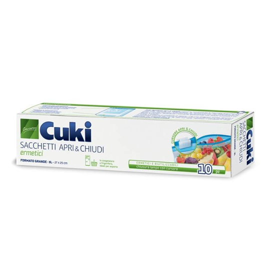 Immagine di CUKI SACCHETTI ERMETICI CON CHIUSURA CURSORE 10PZ GRANDI 3LT 27X25
