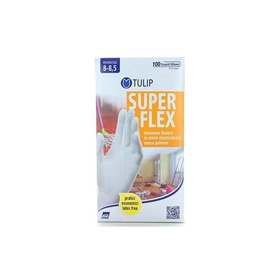 Immagine di TULIP GUANTI VINILE SUPER FLEX BIANCHI 100PZ L