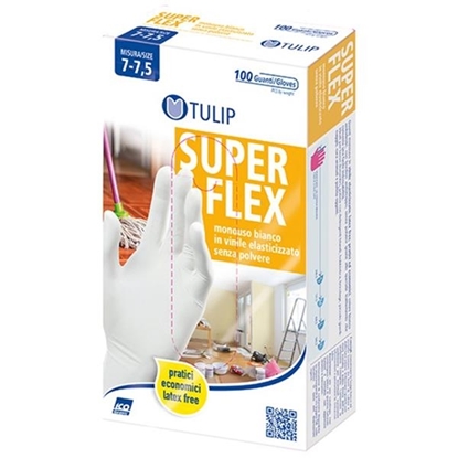 Immagine di TULIP GUANTI VINILE SUPER FLEX BIANCHI 100PZ M