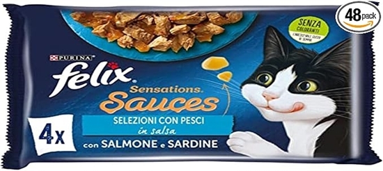 Immagine di FELIX GATTO GHIOTTONERIE IN SALSA 4x85GR SALMONE E SARDINE